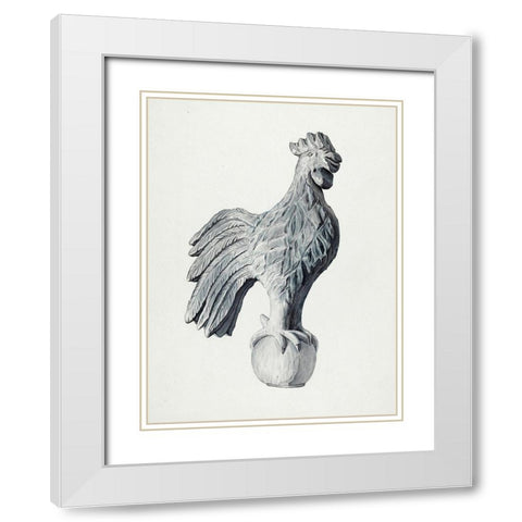 Cock Weather Vane Illustration White Modern Wood Framed Art Print with Double Matting by Merchant, Flora