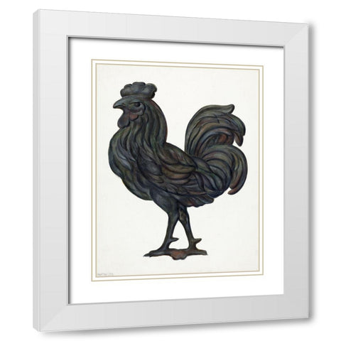 Rooster Weather Vane White Modern Wood Framed Art Print with Double Matting by Hochstrasser, Walter