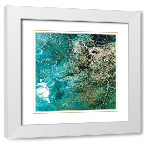 The Meandering Ohio River White Modern Wood Framed Art Print with Double Matting by NASA
