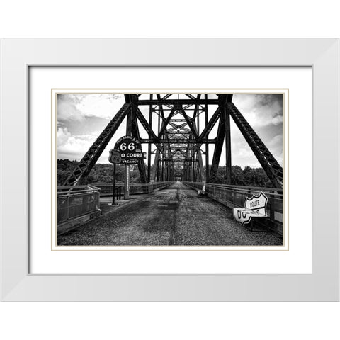 The Old Chain of Rocks Bridge over the Mississippi River White Modern Wood Framed Art Print with Double Matting by Missouri Picture Archive
