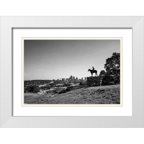 The Scout Statue-Kansas City-Missouri White Modern Wood Framed Art Print with Double Matting by Missouri Picture Archive