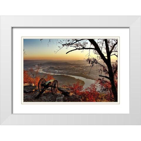 Chattanooga Overlook Tennessee White Modern Wood Framed Art Print with Double Matting by Tennessee Picture Archive