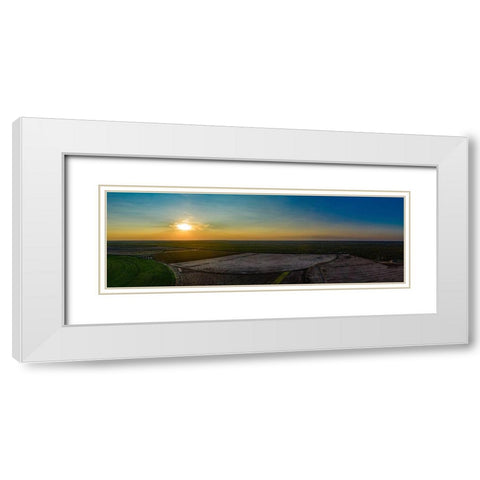 Aerial Panorama of the Ernie Schirmer Farms Cotton Harvest in Batesville-Texas White Modern Wood Framed Art Print with Double Matting by Texas Picture Archive