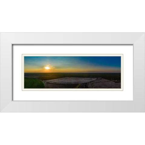 Aerial Panorama of the Ernie Schirmer Farms Cotton Harvest in Batesville-Texas White Modern Wood Framed Art Print with Double Matting by Texas Picture Archive