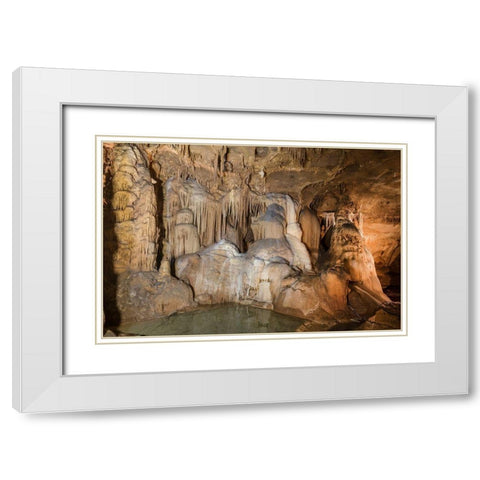 Formations in the Cave Without a Name-located near Boerne in Kendall County-Texas White Modern Wood Framed Art Print with Double Matting by Texas Picture Archive