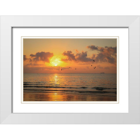 Gulf Coast Sunset White Modern Wood Framed Art Print with Double Matting by Texas Picture Archive