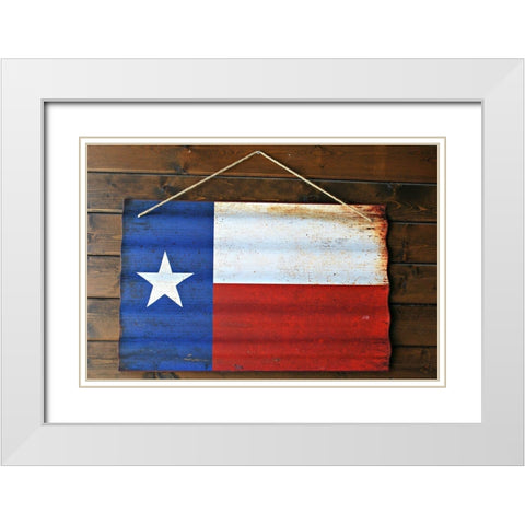 Texas State Flag White Modern Wood Framed Art Print with Double Matting by Texas Picture Archive