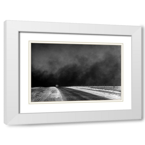 Vintage Dustbowl Photo White Modern Wood Framed Art Print with Double Matting by Texas Picture Archive