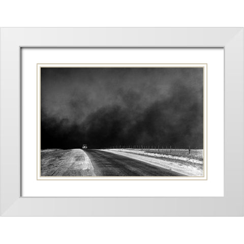 Vintage Dustbowl Photo White Modern Wood Framed Art Print with Double Matting by Texas Picture Archive