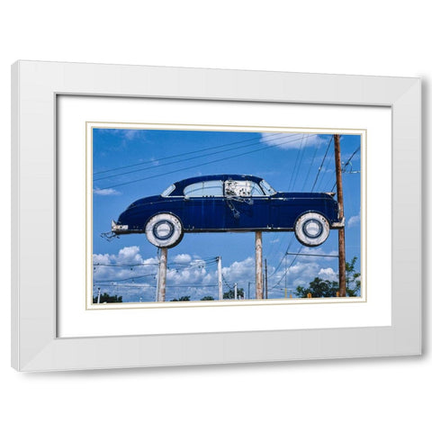 Used Cars Sign White Modern Wood Framed Art Print with Double Matting by Margolies, John