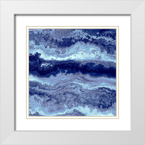 Navy Blue Agate White Modern Wood Framed Art Print with Double Matting by Alpenglow Workshop