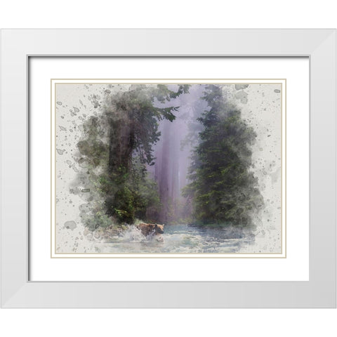 Fording the Stream White Modern Wood Framed Art Print with Double Matting by Alpenglow Workshop