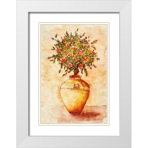 Potted Fruit Tree White Modern Wood Framed Art Print with Double Matting by Alpenglow Workshop