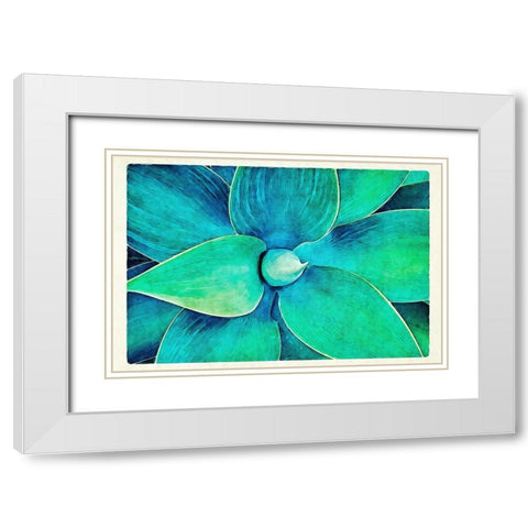 Viridian Starburst White Modern Wood Framed Art Print with Double Matting by Alpenglow Workshop