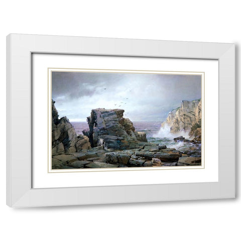 A Rocky Coast White Modern Wood Framed Art Print with Double Matting by Alpenglow Workshop