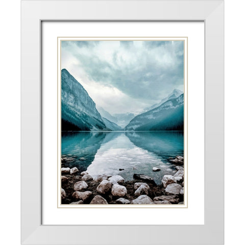 Glacial Lake  White Modern Wood Framed Art Print with Double Matting by Alpenglow Workshop