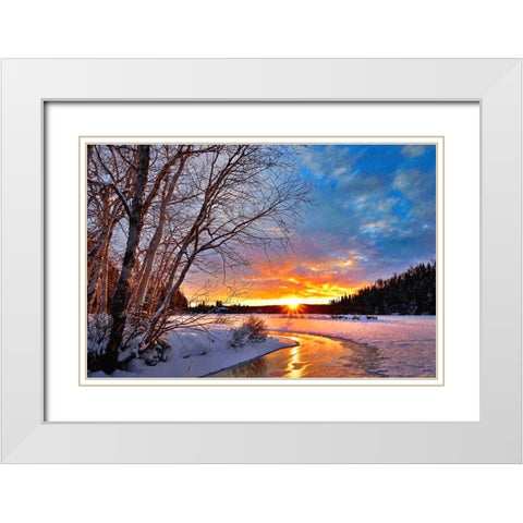Winter Twilight White Modern Wood Framed Art Print with Double Matting by Alpenglow Workshop