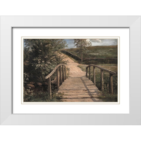 Wooden Bridge White Modern Wood Framed Art Print with Double Matting by Alpenglow Workshop