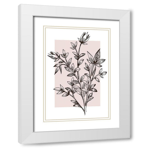 Botanical Branch White Modern Wood Framed Art Print with Double Matting by Alpenglow Workshop