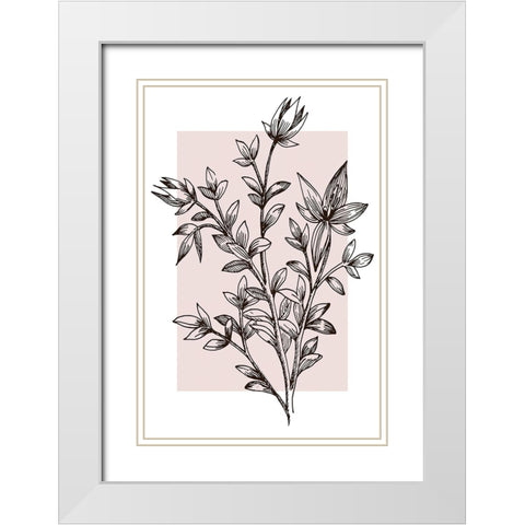 Botanical Branch White Modern Wood Framed Art Print with Double Matting by Alpenglow Workshop