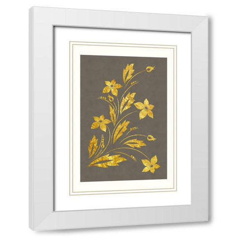 Golden Flowers White Modern Wood Framed Art Print with Double Matting by Alpenglow Workshop
