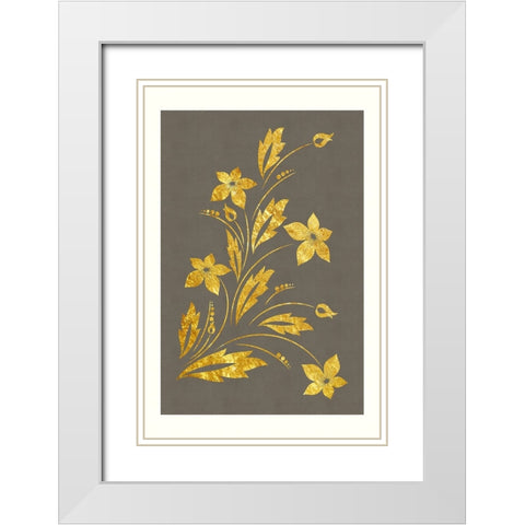 Golden Flowers White Modern Wood Framed Art Print with Double Matting by Alpenglow Workshop