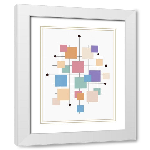 Off the Grid Squares White Modern Wood Framed Art Print with Double Matting by Alpenglow Workshop