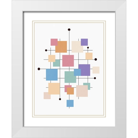 Off the Grid Squares White Modern Wood Framed Art Print with Double Matting by Alpenglow Workshop