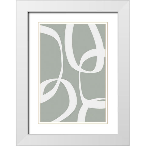 Paper Chain Gray White Modern Wood Framed Art Print with Double Matting by Alpenglow Workshop