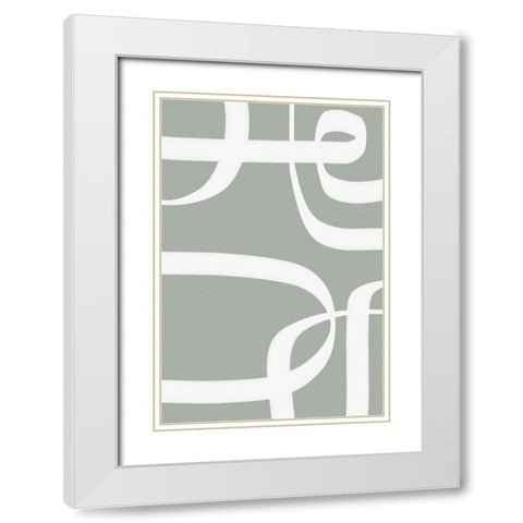 Winding Path Gray White Modern Wood Framed Art Print with Double Matting by Alpenglow Workshop
