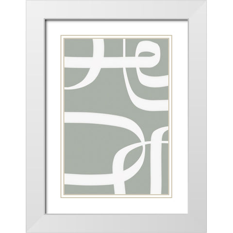 Winding Path Gray White Modern Wood Framed Art Print with Double Matting by Alpenglow Workshop