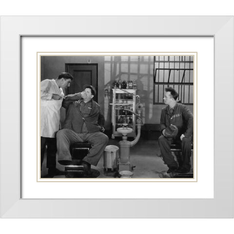 Stan Laurel, Oliver Hardy, Raoul Paoli Cinema White Modern Wood Framed Art Print with Double Matting by Vintage Hollywood Archive