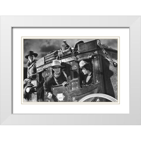 John Wayne, Stagecoach, 1939 White Modern Wood Framed Art Print with Double Matting by Vintage Hollywood Archive