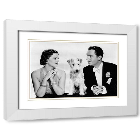 Myrna Loy, Skippy, William Powell, After The Thin Man, 1936 White Modern Wood Framed Art Print with Double Matting by Vintage Hollywood Archive