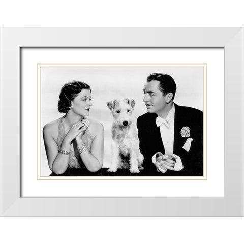 Myrna Loy, Skippy, William Powell, After The Thin Man, 1936 White Modern Wood Framed Art Print with Double Matting by Vintage Hollywood Archive