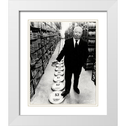 Alfred Hitchcock, 1976 White Modern Wood Framed Art Print with Double Matting by Vintage Hollywood Archive