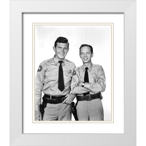 Andy Griffith, Don Knotts, Andy Griffith Show White Modern Wood Framed Art Print with Double Matting by Vintage Hollywood Archive