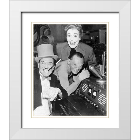 Batman Villains, The Penguin, The Riddler, The Joker, 1967 White Modern Wood Framed Art Print with Double Matting by Vintage Hollywood Archive
