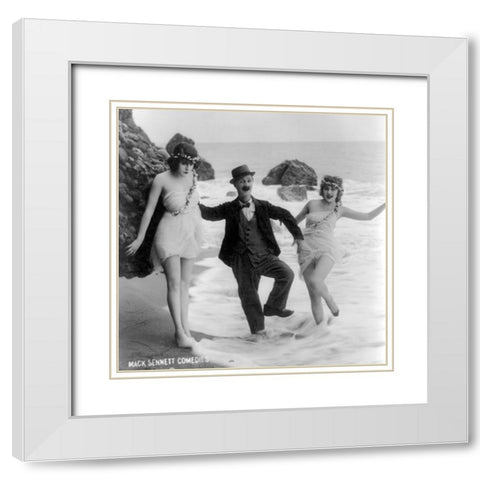 Ben Turpin, Beach Gals White Modern Wood Framed Art Print with Double Matting by Vintage Hollywood Archive