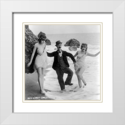 Ben Turpin, Beach Gals White Modern Wood Framed Art Print with Double Matting by Vintage Hollywood Archive
