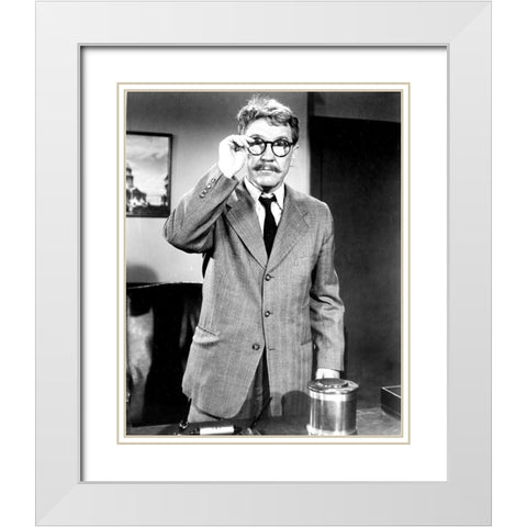 Burgess Meredith, The Twilight Zone White Modern Wood Framed Art Print with Double Matting by Vintage Hollywood Archive