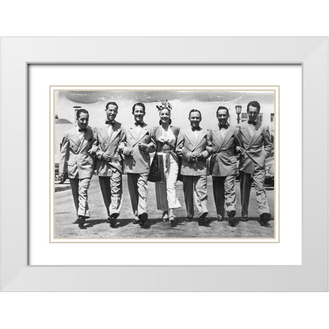 Carmen Miranda, Com o Bando da Lua, Los Angeles, 1942 White Modern Wood Framed Art Print with Double Matting by Vintage Hollywood Archive