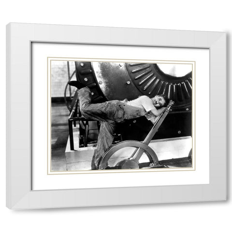 Charlie Chaplin, Modern Times White Modern Wood Framed Art Print with Double Matting by Vintage Hollywood Archive