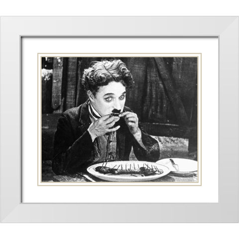 Charlie Chaplin, The Gold Rush, 1925 White Modern Wood Framed Art Print with Double Matting by Vintage Hollywood Archive