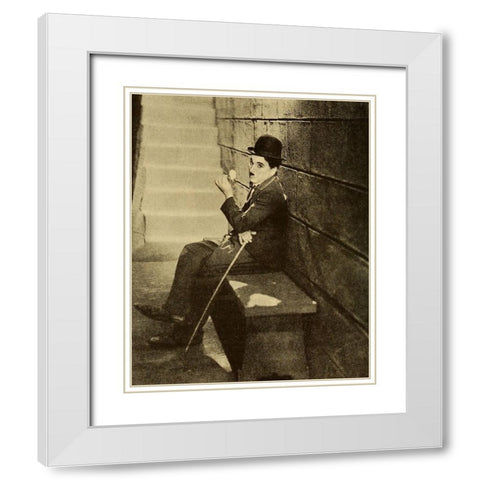 Charlie Chaplin, The New Movie, 1930 White Modern Wood Framed Art Print with Double Matting by Vintage Hollywood Archive
