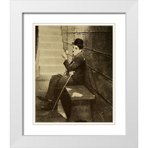 Charlie Chaplin, The New Movie, 1930 White Modern Wood Framed Art Print with Double Matting by Vintage Hollywood Archive