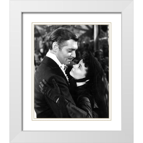 Clark Gable, Vivien Leigh, Gone with the Wind White Modern Wood Framed Art Print with Double Matting by Vintage Hollywood Archive