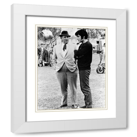 Elvis Presley, Colonel Tom Parker, 1969 White Modern Wood Framed Art Print with Double Matting by Vintage Hollywood Archive