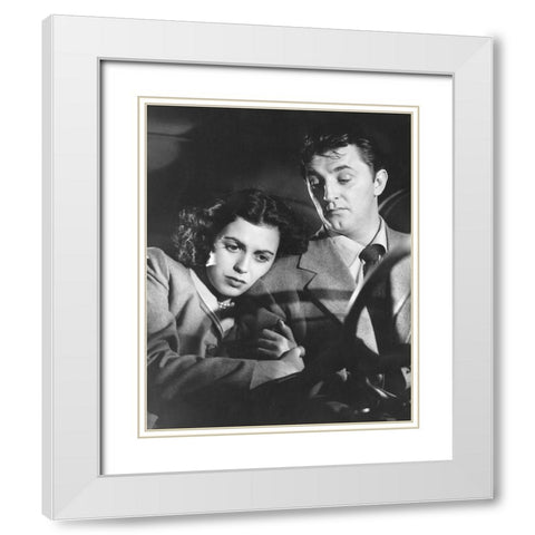 Faith Domergue, Robert Mitchum, Where Danger Lives, 1950 White Modern Wood Framed Art Print with Double Matting by Vintage Hollywood Archive