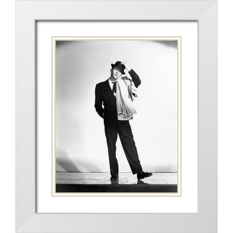 Frank Sinatra, 1957 I White Modern Wood Framed Art Print with Double Matting by Vintage Hollywood Archive